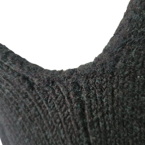 Loyandford Heavy Wool Sweater Hunter Green Tight Knit Deep V Neck Women M - Picture 4 of 10